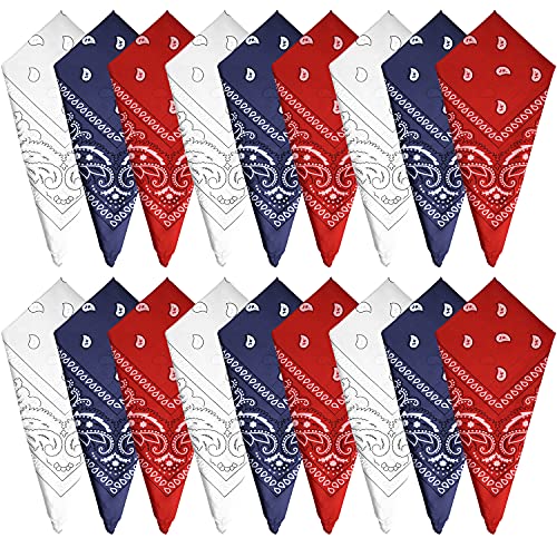 FEPITO 18 Stück Paisley Bandanas Verschiedene Cowboy Bandanas Unisex Neuheit Print Kopf Wickelschal Armband für Erwachsene und Kinder (3 Farben) von FEPITO