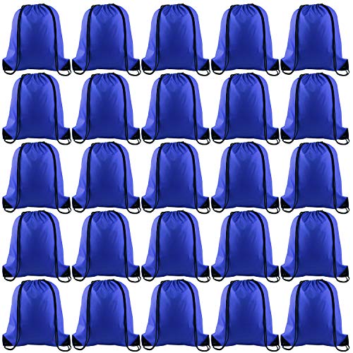 FEPITO 22 pcs Kordelzug Rucksack Bulk Tote Sack Cinch Bag Sporttaschen für Fitness-Studio Reisen (Blau) von FEPITO