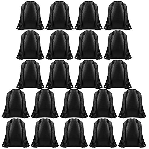 FEPITO 22 pcs Kordelzug Rucksack Tasche Bulk Tote Sack Cinch Bag Sporttaschen für Fitness-Studio Reisen (Schwarz) von FEPITO