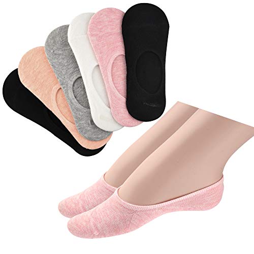 FEPITO 6 Paar No Show Socken aus Baumwolle für Frauen Rutschfeste Ultra Low Cut Casual Socken No-Show Innenschuh für Damen für Sneaker Slipper von FEPITO