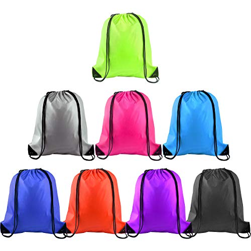 FEPITO 8 Stücke Kordelzug Rucksack String Bag Tote Sack Tasche Cinch Sportbeutel Aufbewahrungstasche Rucksack für Gym Sport Reise Lagerung, 8 Farben (8 Colors, 8pcs) von FEPITO