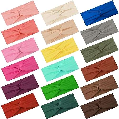 FEQO 18 Stück Haarband Elastische Damen Stirnbänder Breite Verknotet Stirnband Kopfband Turban Elastische Haarschmuck Knoten Stirnbänder für Yoga Sport Fitness, 18 Farben FEQO 18 Stück Haarband Elastische Damen Stirnbänder Breite Verknotet Stirnband Kopfband Turban Elastische Haarschmuck Knoten Stirnbänder für Yoga Sport Fitness, 18 Farben von FEQO