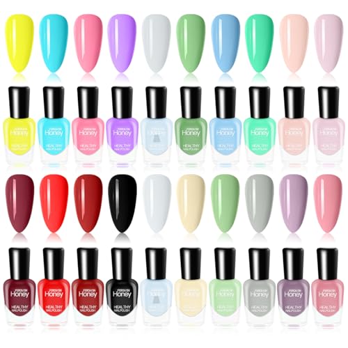 FERCAISH 20 Flaschen ungiftiges Nagellack-Set, umweltfreundliches, einfaches Abziehen und schnell trocknender Nagellack auf Wasserbasis für Frauen, Jugendliche, Kinder von FERCAISH