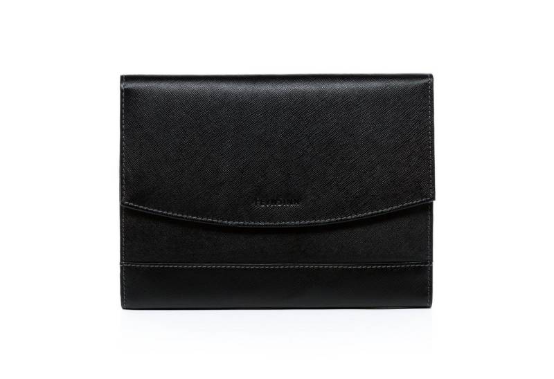 FERGÉ Bauchtasche echt Leder Organizer groß Ledertasche schwarz-A5 TODD, Dokumentenmappe Echtleder für Damen & Herren, Schreibmappe schwarz von FERGÉ