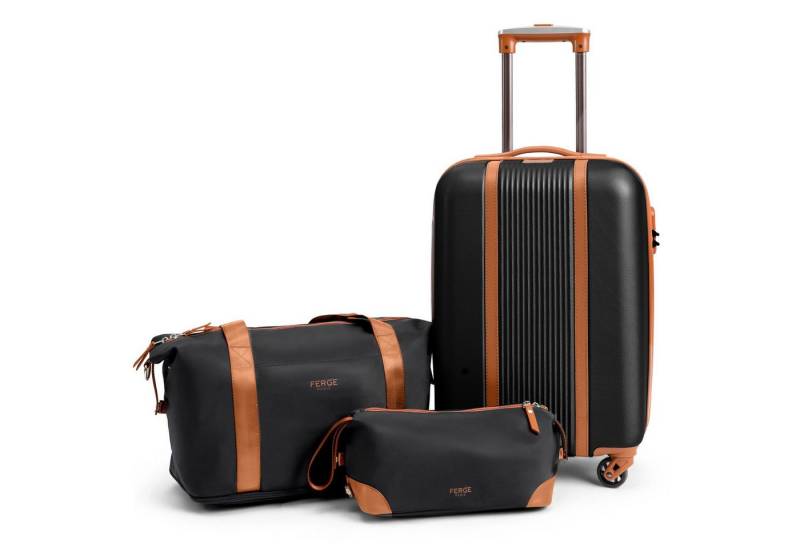 FERGÉ Kofferset 3-tlg. Reise-Set MILANO: Handgepäck Koffer, Reisetasche, Kulturtasche, 4 Rollen, (3er Gepäckset stabil und leicht mit Zahlenschloß, 3 tlg., Reisegepäck 3 Größen Handgepäck Reisetasche Kulturtasche), 3er Gepäck Set, Handgepäckskoffer 4 Rollen, Reisetasche, Kulturtasche von FERGÉ