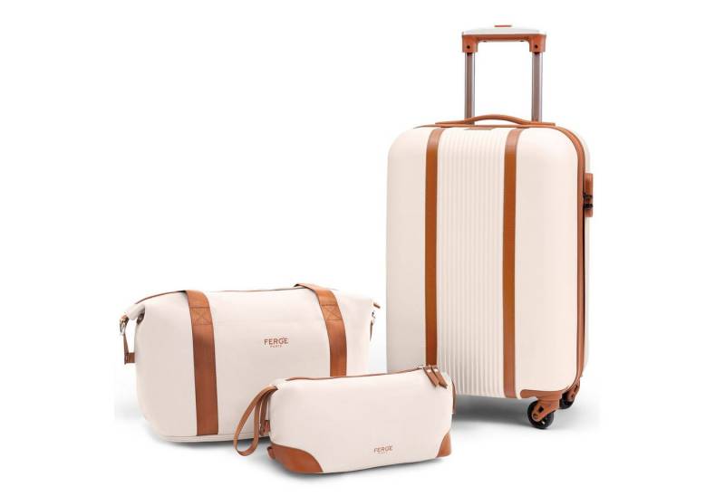 FERGÉ Kofferset 3-tlg. Reise-Set MILANO: Handgepäck Koffer, Reisetasche, Kulturtasche, 4 Rollen, (3er Gepäckset stabil und leicht mit Zahlenschloß, 3 tlg., Reisegepäck 3 Größen Handgepäck Reisetasche Kulturtasche), 3er Gepäck Set, Handgepäckskoffer 4 Rollen, Reisetasche, Kulturtasche von FERGÉ
