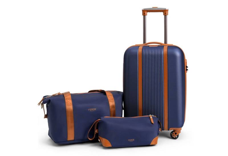 FERGÉ Kofferset 3-tlg. Reise-Set MILANO: Handgepäck Koffer, Reisetasche, Kulturtasche, 4 Rollen, (3er Gepäckset stabil und leicht mit Zahlenschloß, 3 tlg., Reisegepäck 3 Größen Handgepäck Reisetasche Kulturtasche), 3er Gepäck Set, Handgepäckskoffer 4 Rollen, Reisetasche, Kulturtasche von FERGÉ