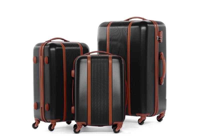 FERGÉ Kofferset Hartschale 3 teilig Koffer Set MILANO, 4 Rollen, (3er Kofferset stabil und leicht mit Zahlenschloß, 3 tlg., Hartschalen-Trolley Set 3 Größen Handgepäck Koffer M XL), Trolley 3er Koffer Set, Reisekoffer 4 Rollen, Premium Rollkoffer von FERGÉ