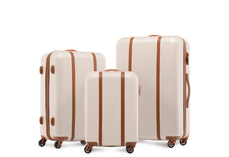 FERGÉ Kofferset Hartschale 3 teilig Koffer Set MILANO, 4 Rollen, (3er Kofferset stabil und leicht mit Zahlenschloß, 3 tlg., Hartschalen-Trolley Set 3 Größen Handgepäck Koffer M XL), Trolley 3er Koffer Set, Reisekoffer 4 Rollen, Premium Rollkoffer von FERGÉ