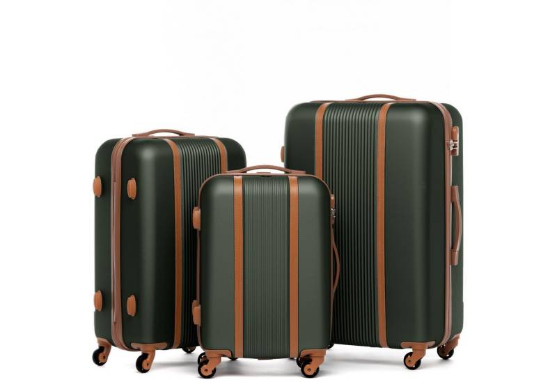FERGÉ Kofferset Hartschale 3 teilig Koffer Set MILANO, 4 Rollen, (3er Kofferset stabil und leicht mit Zahlenschloß, 3 tlg., Hartschalen-Trolley Set 3 Größen Handgepäck Koffer M XL), Trolley 3er Koffer Set, Reisekoffer 4 Rollen, Premium Rollkoffer von FERGÉ