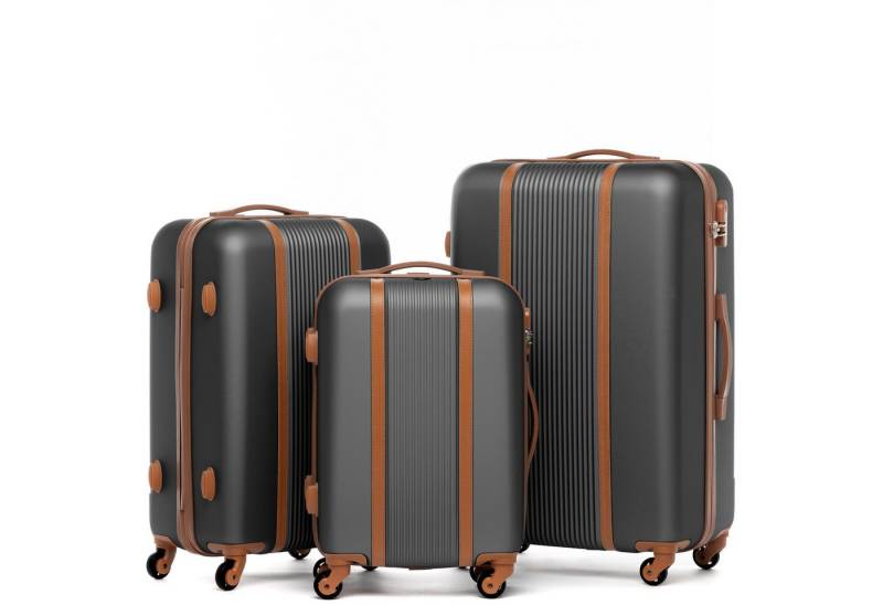 FERGÉ Kofferset Hartschale 3 teilig Koffer Set MILANO, 4 Rollen, (3er Kofferset stabil und leicht mit Zahlenschloß, 3 tlg., Hartschalen-Trolley Set 3 Größen Handgepäck Koffer M XL), Trolley 3er Koffer Set, Reisekoffer 4 Rollen, Premium Rollkoffer von FERGÉ