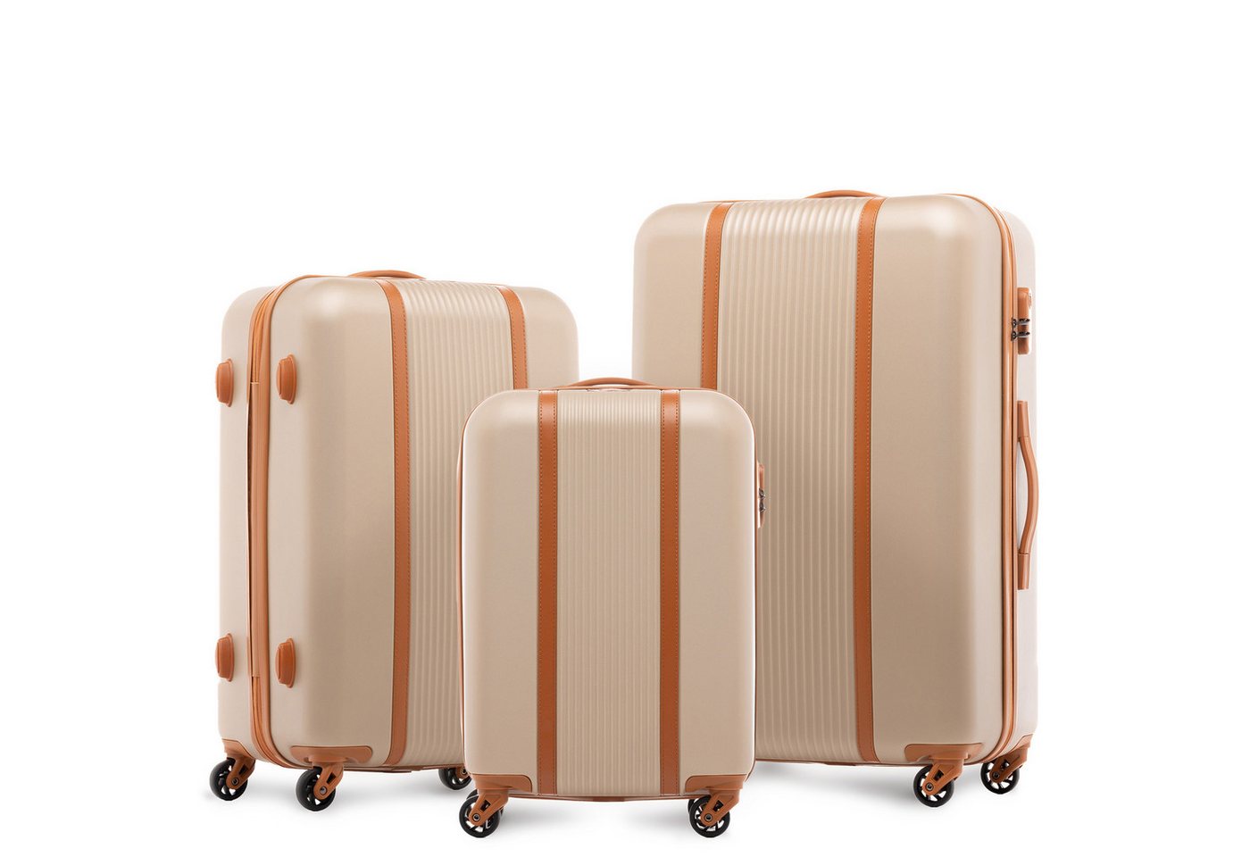 FERGÉ Kofferset Hartschale 3 teilig Koffer Set MILANO, 4 Rollen, (3er Kofferset stabil und leicht mit Zahlenschloß, 3 tlg., Hartschalen-Trolley Set 3 Größen Handgepäck Koffer M XL), Trolley 3er Koffer Set, Reisekoffer 4 Rollen, Premium Rollkoffer von FERGÉ
