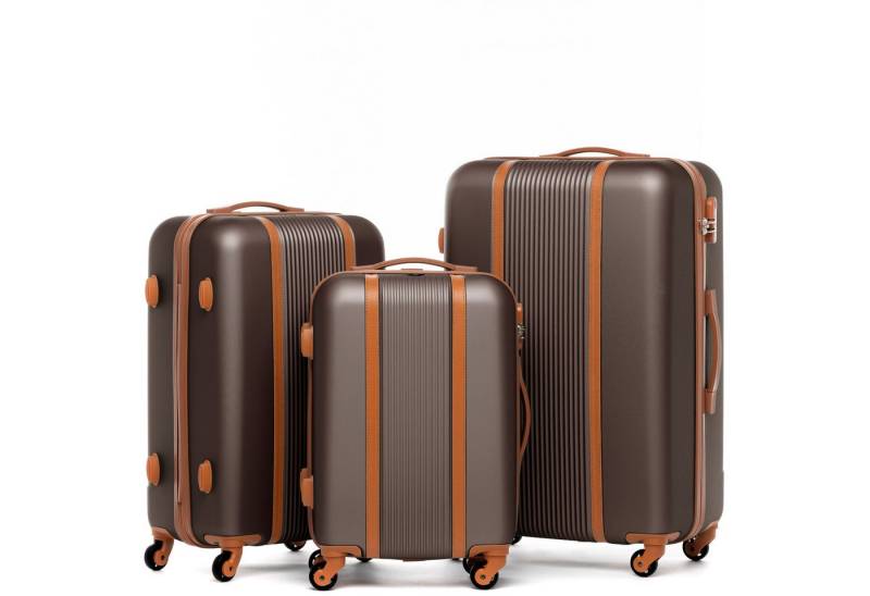 FERGÉ Kofferset Hartschale 3 teilig Koffer Set MILANO, 4 Rollen, (3er Kofferset stabil und leicht mit Zahlenschloß, 3 tlg., Hartschalen-Trolley Set 3 Größen Handgepäck Koffer M XL), Trolley 3er Koffer Set, Reisekoffer 4 Rollen, Premium Rollkoffer von FERGÉ