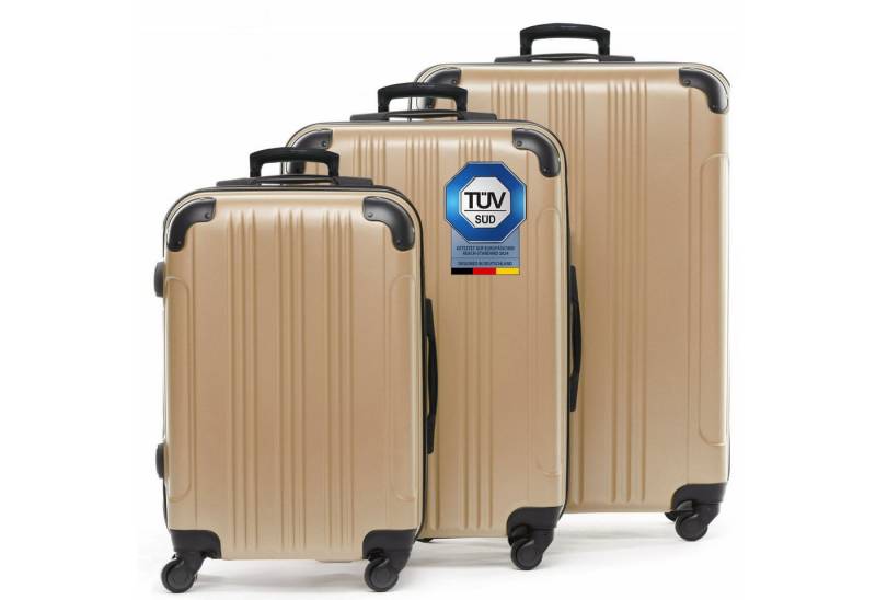 FERGÉ Kofferset Hartschale 3 teilig Koffer Set mit Schutzecken QUÉBEC, 4 Rollen, (3er Kofferset stabil und leicht mit Zahlenschloß, 3 tlg., Hartschalen-Trolley Set 3 Größen Handgepäck Koffer M XL), Trolley 3er Koffer Set, Reisekoffer 4 Rollen, Premium Rollkoffer von FERGÉ