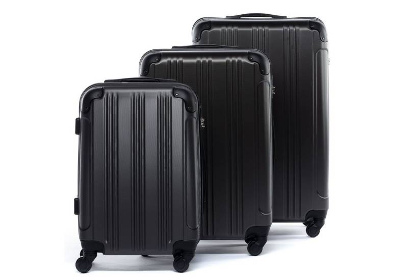 FERGÉ Kofferset Hartschale 3 teilig Koffer Set mit Schutzecken QUÉBEC, 4 Rollen, (3er Kofferset stabil und leicht mit Zahlenschloß, 3 tlg., Hartschalen-Trolley Set 3 Größen Handgepäck Koffer M XL), Trolley 3er Koffer Set, Reisekoffer 4 Rollen, Premium Rollkoffer von FERGÉ