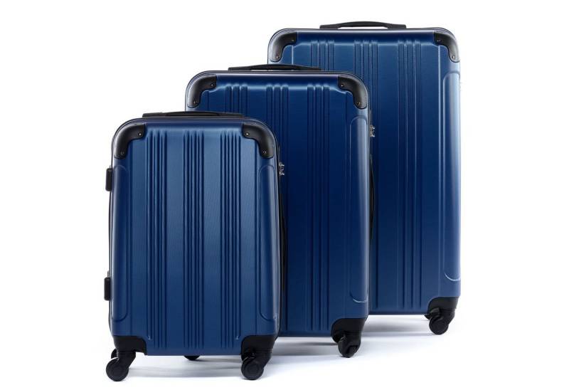 FERGÉ Kofferset Hartschale 3 teilig Koffer Set mit Schutzecken QUÉBEC, 4 Rollen, (3er Kofferset stabil und leicht mit Zahlenschloß, 3 tlg., Hartschalen-Trolley Set 3 Größen Handgepäck Koffer M XL), Trolley 3er Koffer Set, Reisekoffer 4 Rollen, Premium Rollkoffer von FERGÉ