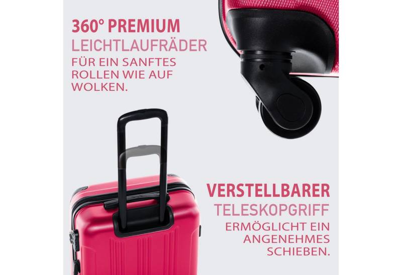 FERGÉ Kofferset Hartschale 3 teilig Koffer Set mit Schutzecken QUÉBEC, 4 Rollen, (3er Kofferset stabil und leicht mit Zahlenschloß, 3 tlg., Hartschalen-Trolley Set 3 Größen Handgepäck Koffer M XL), Trolley 3er Koffer Set, Reisekoffer 4 Rollen, Premium Rollkoffer von FERGÉ