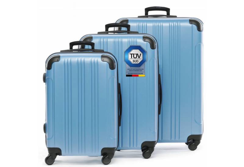 FERGÉ Kofferset Hartschale 3 teilig Koffer Set mit Schutzecken QUÉBEC, 4 Rollen, (3er Kofferset stabil und leicht mit Zahlenschloß, 3 tlg., Hartschalen-Trolley Set 3 Größen Handgepäck Koffer M XL), Trolley 3er Koffer Set, Reisekoffer 4 Rollen, Premium Rollkoffer von FERGÉ