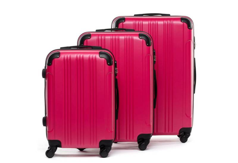 FERGÉ Kofferset Hartschale 3 teilig Koffer Set mit Schutzecken QUÉBEC, 4 Rollen, (3er Kofferset stabil und leicht mit Zahlenschloß, 3 tlg., Hartschalen-Trolley Set 3 Größen Handgepäck Koffer M XL), Hartschale Trolley Set, 4 Rollen, Premium Reisekoffer, Zahlenschloss von FERGÉ