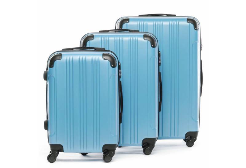 FERGÉ Kofferset Hartschale 3 teilig Koffer Set mit Schutzecken QUÉBEC, 4 Rollen, (3er Kofferset stabil und leicht mit Zahlenschloß, 3 tlg., Hartschalen-Trolley Set 3 Größen Handgepäck Koffer M XL), Trolley 3er Koffer Set, Reisekoffer 4 Rollen, Premium Rollkoffer von FERGÉ