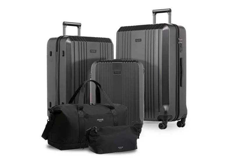 FERGÉ Kofferset Hartschale 5 teilig Koffer Set CANNES TSA-Schoß, 4 Rollen, (5er Kofferset stabil und leicht mit Zahlenschloß, 5 tlg., Hartschalen-Trolley Set 5 Größen Handgepäck Koffer M XL), Trolley 5er Koffer Set, Premium Reisekoffer 4 Doppelrollen TSA-Schloss von FERGÉ