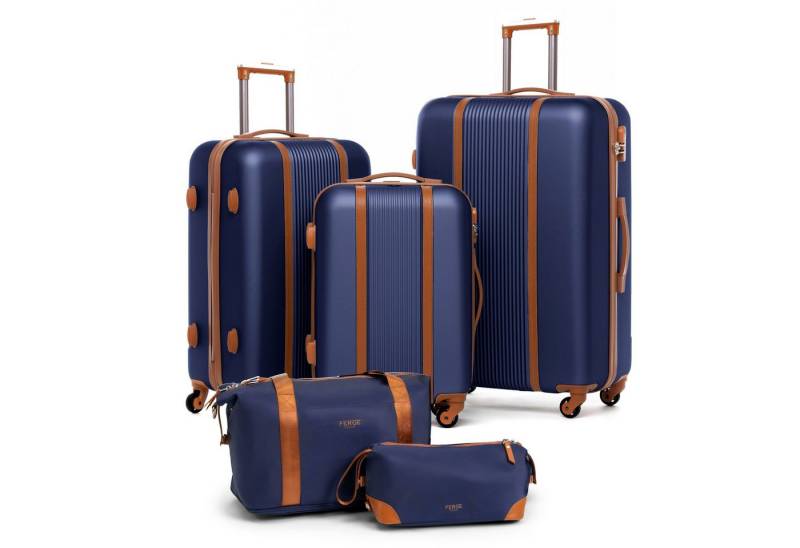 FERGÉ Kofferset Hartschale 5-teilig Koffer Set Reisegepäck MILANO, 4 Rollen, (5er Kofferset stabil und leicht mit Zahlenschloß, 5 tlg., Trolley Set 5 Größen Handgepäck Koffer M XL Reisetasche Kulturtasche), 5er Gepäckset, Premium Rollkoffer 4 Rollen, Reisetasche, Kulturtasche von FERGÉ