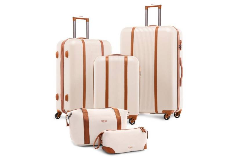 FERGÉ Kofferset Hartschale 5-teilig Koffer Set Reisegepäck MILANO, 4 Rollen, (5er Kofferset stabil und leicht mit Zahlenschloß, 5 tlg., Trolley Set 5 Größen Handgepäck Koffer M XL Reisetasche Kulturtasche), 5er Gepäckset, Premium Rollkoffer 4 Rollen, Reisetasche, Kulturtasche von FERGÉ