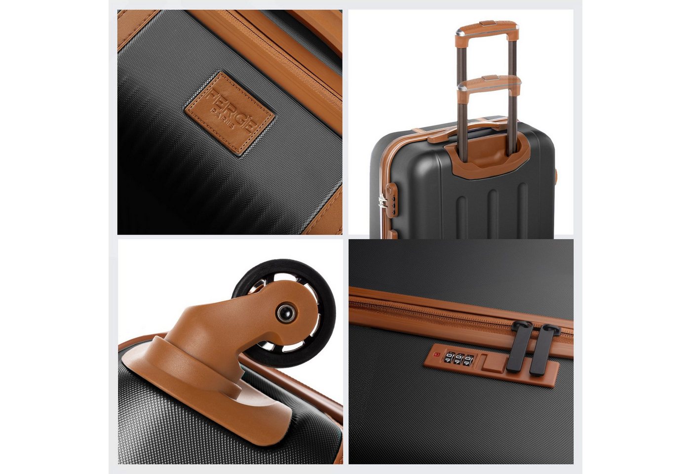 FERGÉ Kofferset Hartschale Handgepäck Carry-On Trolley MILANO in grau, 4 Rollen Rollen, (1 tlg., 1x Handgepäck Koffer), Trolley Reisekoffer 4 Rollen, Hartschalenkoffer, Hartschale von FERGÉ