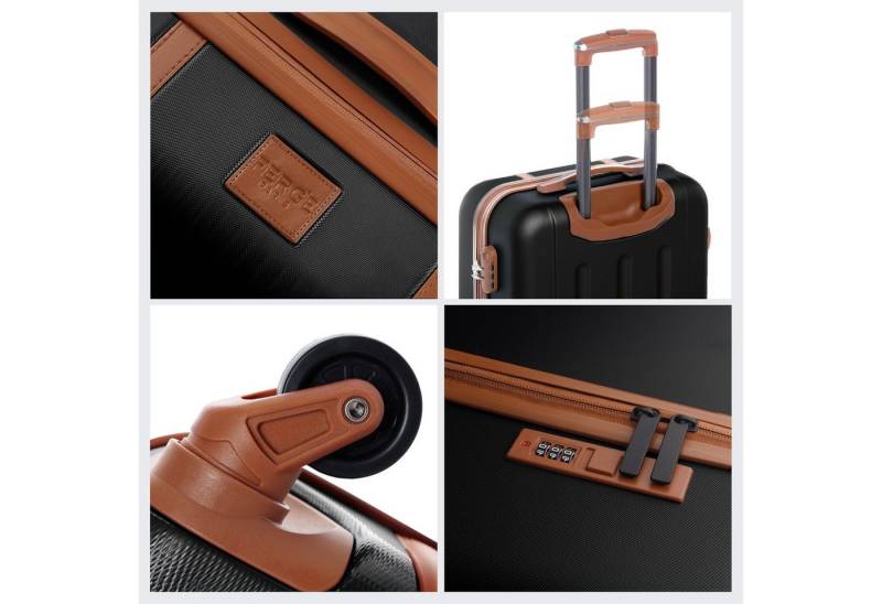 FERGÉ Kofferset Hartschale Handgepäck Carry-On Trolley MILANO in schwarz, 4 Rollen Rollen, (1 tlg., 1x Handgepäck Koffer), Trolley Reisekoffer 4 Rollen, Premium Rollkoffer, Hartschale von FERGÉ