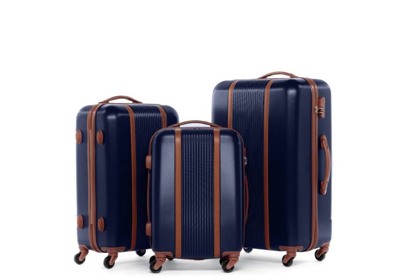 FERGÉ Kofferset Hartschale Koffer Größe XL MILANO in dunkelblau, 4 Rollen Rollen, (3er Kofferset stabil und leicht mit Zahlenschloß, 1 tlg., 3er Kofferset 1x S, 1x M und 1x XL), 3er Kofferset XL, M, Handgepäck Koffer 4 Rollen, Hartschale von FERGÉ