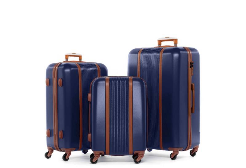 FERGÉ Kofferset Hartschale Koffer Größe XL MILANO in dunkelblau, 4 Rollen Rollen, (3er Kofferset stabil und leicht mit Zahlenschloß, 3 tlg., 3er Kofferset 1x S, 1x M und 1x XL), 3er Kofferset XL, M, Handgepäck Koffer 4 Rollen, Hartschale von FERGÉ