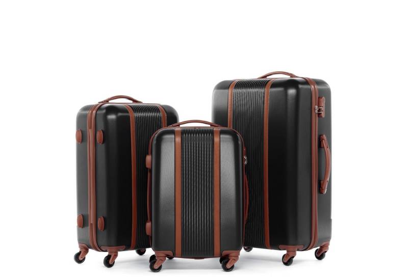 FERGÉ Kofferset Hartschale Koffer Größe XL MILANO in schwarz, 4 Rollen Rollen, (3er Kofferset stabil und leicht mit Zahlenschloß, 1 tlg., 3er Kofferset 1x S, 1x M und 1x XL), 3er Kofferset XL, M, Handgepäck Koffer 4 Rollen, Hartschale von FERGÉ