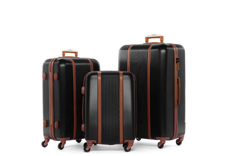 FERGÉ Kofferset Hartschale Koffer Größe XL MILANO in schwarz, 4 Rollen Rollen, (3er Kofferset stabil und leicht mit Zahlenschloß, 3 tlg., 3er Kofferset 1x S, 1x M und 1x XL), 3er Kofferset XL, M, Handgepäck Koffer 4 Rollen, Hartschale von FERGÉ