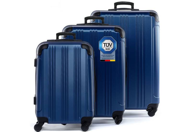 FERGÉ Kofferset Hartschale 3 teilig Koffer Set mit Schutzecken QUÉBEC, 4 Rollen, (3er Kofferset stabil und leicht mit Zahlenschloß, 3 tlg., Hartschalen-Trolley Set 3 Größen Handgepäck Koffer M XL), Trolley 3er Koffer Set, Reisekoffer 4 Rollen, Premium Rollkoffer von FERGÉ