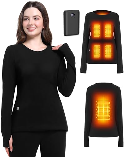 FERNIDA Beheizbare Oberteile für Damen mit 10000mAh Power Bank, USB Elektrische Thermo Basisschicht Oberhemd für Herbst Winter Warm, L von FERNIDA