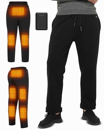 FERNIDA Beheizbare Hose mit Power Bank, Schwarze Beheizte Fleece Hose für Herren Damen, Herbst Winter Outdoor Thermo Beheizbare Kleidung 3 Heizstufen,S von FERNIDA