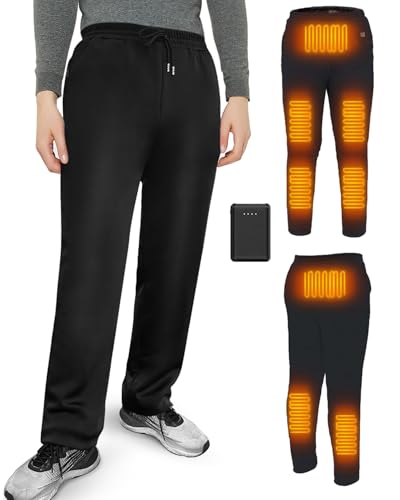 FERNIDA Herren Damen Beheizbare Hose mit Powerbank, Schwarze Elektrisch Thermo Hose, Herbst Winter Outdoor Warme Beheizbare Kleidung, 3 Heizstufen, XXL von FERNIDA