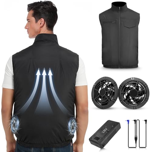 FERNIDA Kühlweste, 18V Kühlende Ventilator Weste mit Akku und 2 Ventilatoren zur Linderung der Sommerhitze, Atmungsaktive Klimaanlagen Kleidung, L von FERNIDA