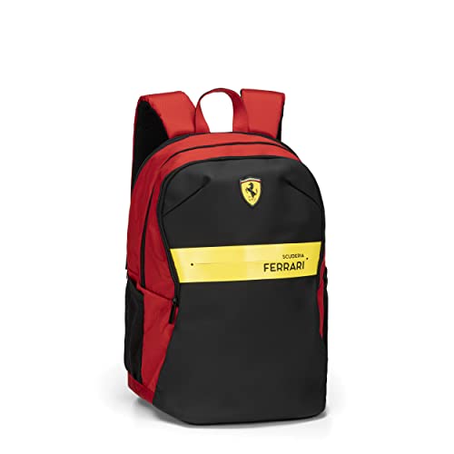 FERRARI KIDS - Mittelschule und Grundschule mit 2 großen zentralen Räumen mit Reißverschluss und verstellbaren Schultergurten, Frontfach mit Reißverschluss und Seitentaschen - 32 x 43 x 23 cm, rot, von Franco Cosimo Panini