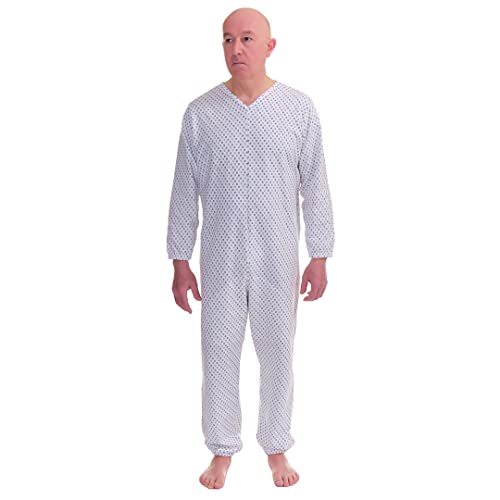 FERRUCCI COMFORT Baumwollpyjama für ältere Menschen mit Reißverschluss auf der Rückseite – 9012/1 – Herren, für Inkontinenz und Alzheimer (XS) von FERRUCCI COMFORT