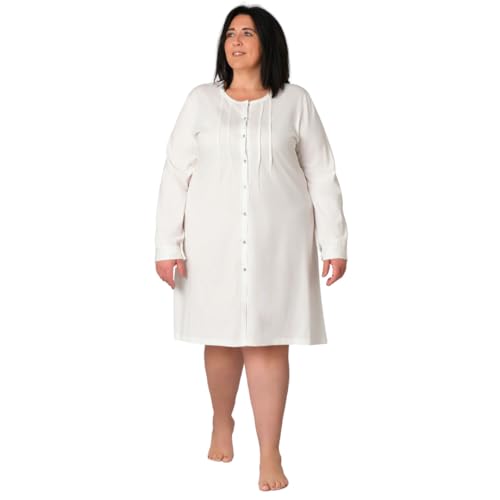 FERRUCCI COMFORT Damen Nachthemd Oversize Plus Größen 9082 Bequem 100% Jersey Baumwolle Atmungsaktiv Elegant, Milchweiß., XXXXXXXXL von FERRUCCI COMFORT