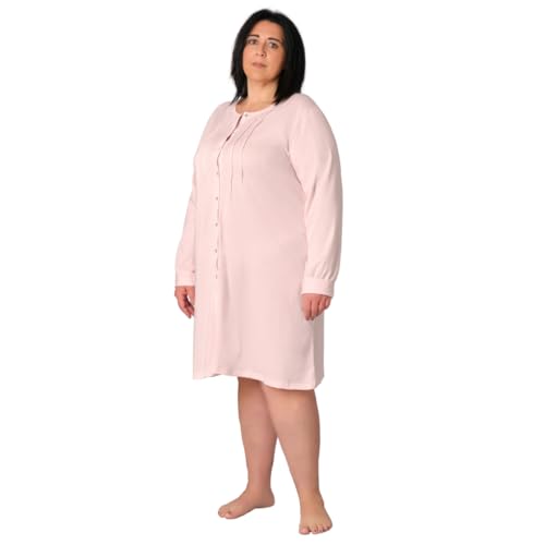 FERRUCCI COMFORT Damen Nachthemd Oversize Plus Größen 9082 Bequem 100% Jersey Baumwolle Atmungsaktiv Elegant, Rosa, XXXXXXXL von FERRUCCI COMFORT