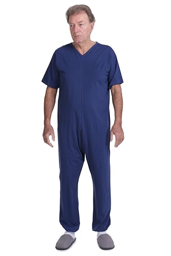 FERRUCCI COMFORT Einteiler für Senioren mit Rückenverschluss - 9078 MC PL - Nützlichkeit - Gesundheitswesen - Inkontinenz oder Alzheimer, blau, XXL von FERRUCCI COMFORT