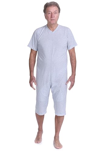 FERRUCCI COMFORT Einteiliger Pyjama mit Reißverschluss am Rücken und kurzen Ärmeln - 9008/6 - Für ältere Menschen, Alzheimer, Inkontinenz (Blau, M) von FERRUCCI COMFORT