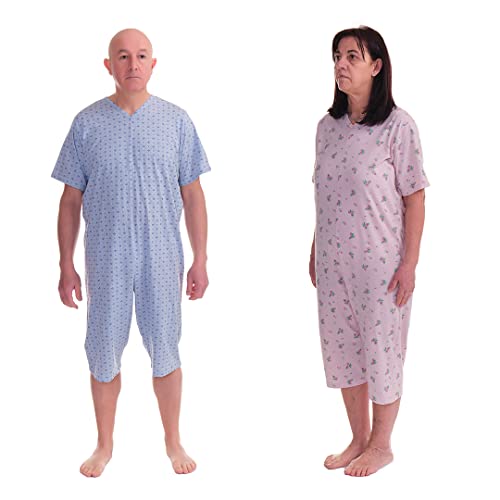 FERRUCCI COMFORT Einteiliger Pyjama mit Reißverschluss am Rücken und kurzen Ärmeln - 9008/6 - Für ältere Menschen, Alzheimer, Inkontinenz (Blau, XS) von FERRUCCI COMFORT