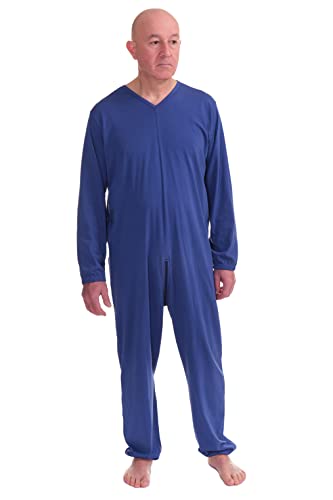 FERRUCCI COMFORT Baumwollpyjama für ältere Menschen mit Reißverschluss auf der Rückseite – 9078 ML PL Blau – Herren, für Inkontinenz und Alzheimer (M) von FERRUCCI COMFORT