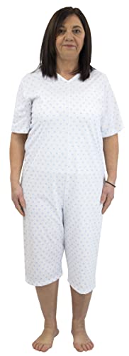 FERRUCCI COMFORT Inkontinenz-Pyjama mit Reißverschluss am Rücken - 9012/5 - Für ältere Menschen, Alzheimer oder Altersdemenz, Sommer, Kurze Ärmel und Hosen (Frau, XS) von FERRUCCI COMFORT