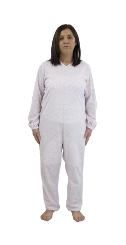FERRUCCI COMFORT Pyjama für ältere Menschen mit 3 Reißverschlüssen am Rücken und an der Beininnenseite, für Alzheimer, Inkontinenz und Rehabilitation (Rosa, L) von FERRUCCI COMFORT