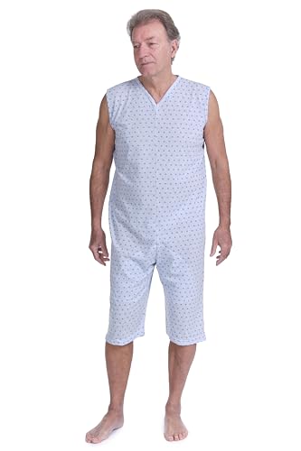 FERRUCCI COMFORT Pyjama mit Rückenverschluss, ärmellos - 9008/7 - Sommer, für ältere Menschen, Inkontinenz oder Alzheimer (Blau, S) von FERRUCCI COMFORT