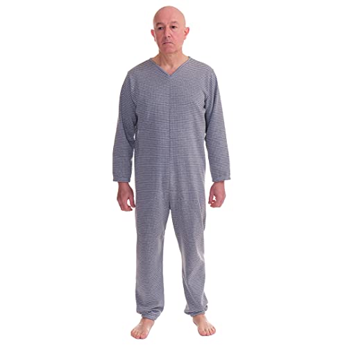 FERRUCCI COMFORT Winter-Sanitärpyjama mit Rückenreißverschluss, 9014/1, für Inkontinenz, Alzheimer, Demenz, Schwerer Stoff, Baumwolle und Polyester (Blau, M) von FERRUCCI COMFORT